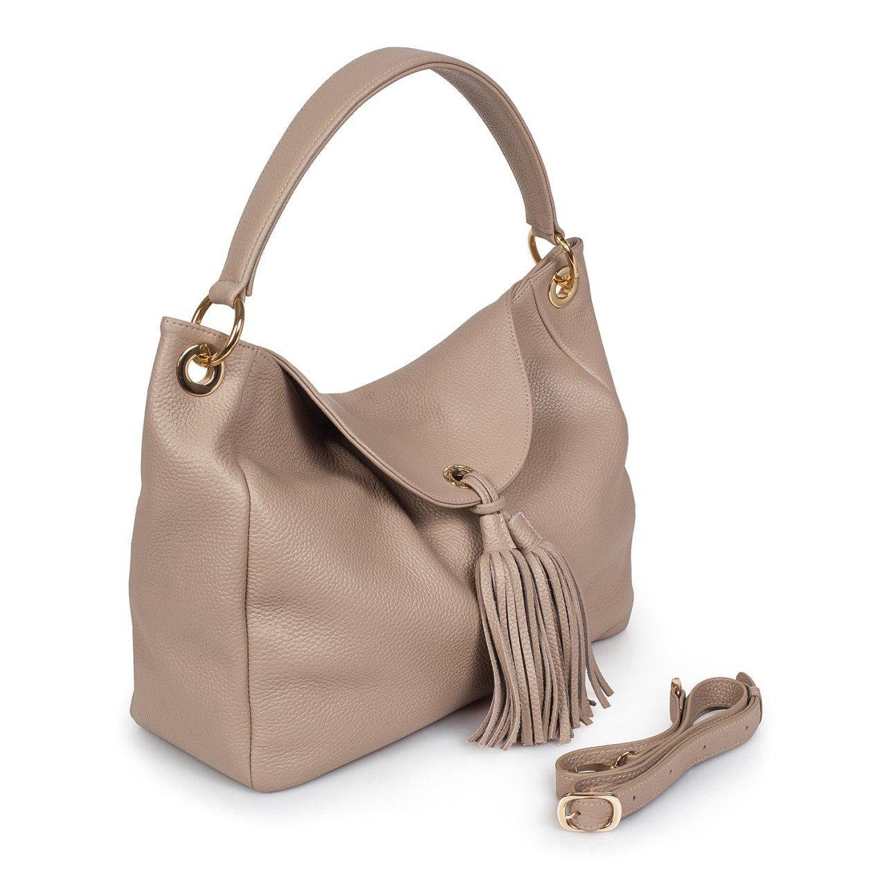 Leather Hobo Bag, Beige Leather Hobo Bag, Women's Leather Hobo Purse KF-3001 - Image 2