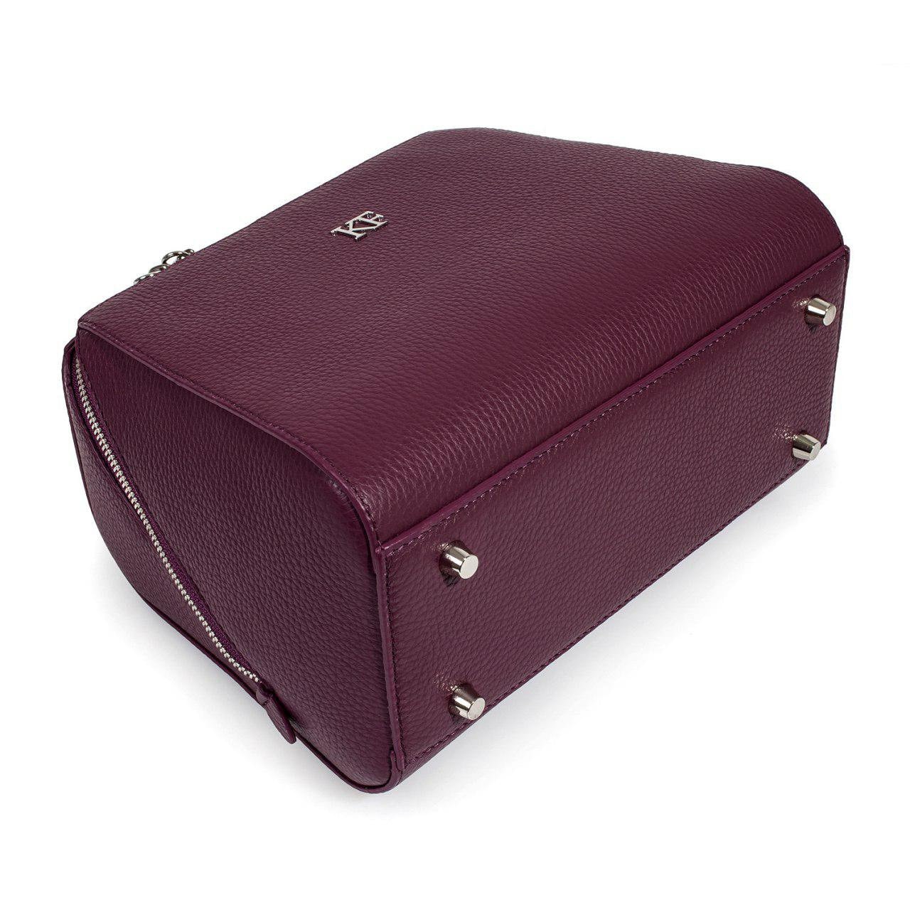 Leather Top Handle Bag, Violet (Blackberry) Leather Handbag Top Handle, Women's Leather Bag KF-3068 - Image 6