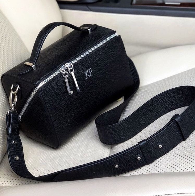 Leather Cross body Bag, Black Leather Shoulder Bag, Women's Leather Crossbody Bag, Leather bag KF-3070 - Image 6