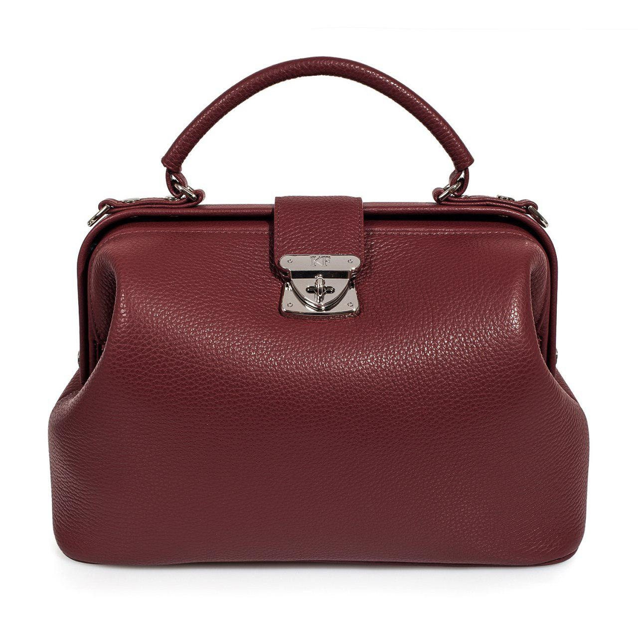 Leather doctor bag for women, Marsala Leather Handbag Top Handle, Women's Leather doctor Bag, KF-1442 - Image 2