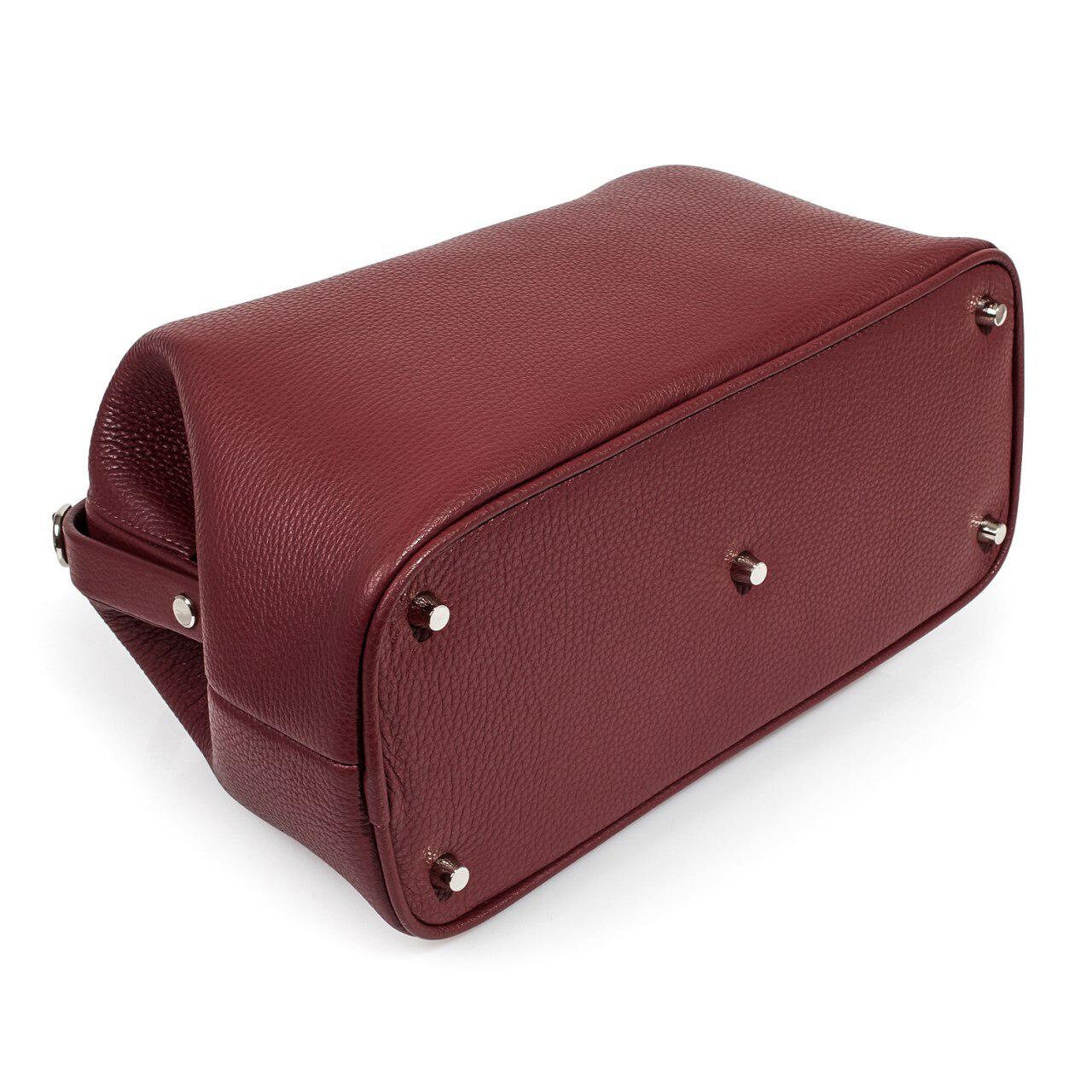 Leather doctor bag for women, Marsala Leather Handbag Top Handle, Women's Leather doctor Bag, KF-1442 - Image 5