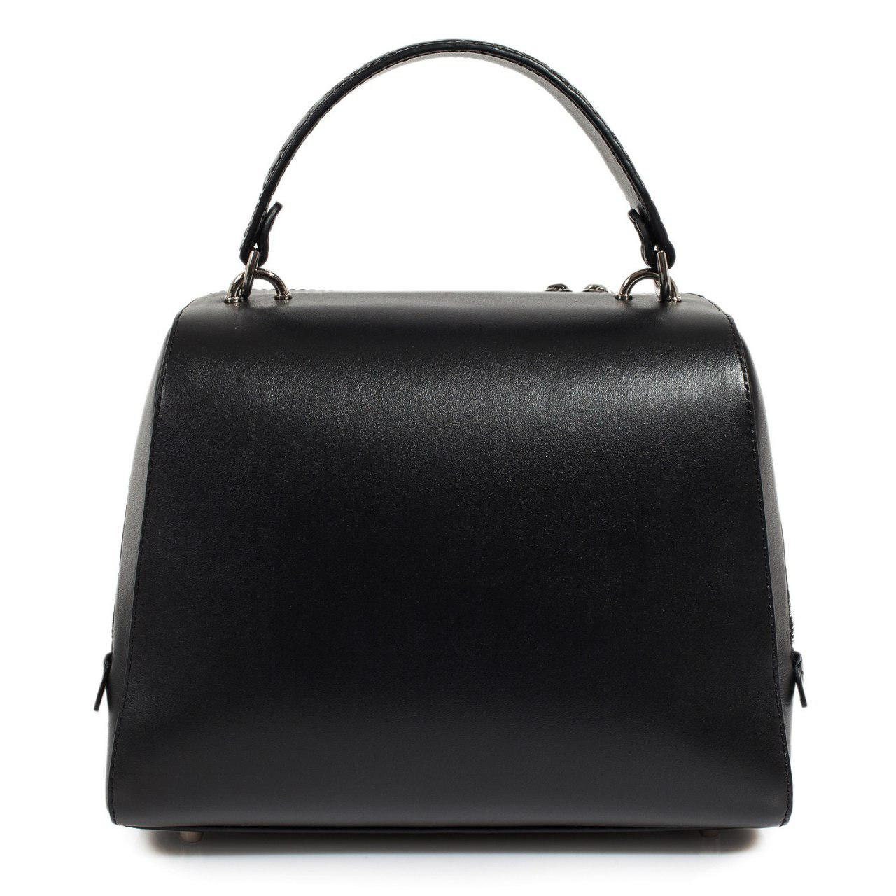 Leather Top Handle Bag, Black/Green Leather Handbag Top Handle, Women's Leather Bag KF-3180 - Image 4
