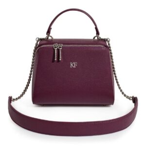 Leather Top Handle Bag, Violet (Blackberry) Leather Handbag Top Handle, Women's Leather Bag KF-3068