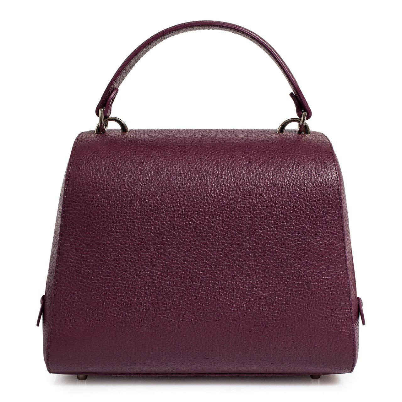 Leather Top Handle Bag, Violet (Blackberry) Leather Handbag Top Handle, Women's Leather Bag KF-3068 - Image 4