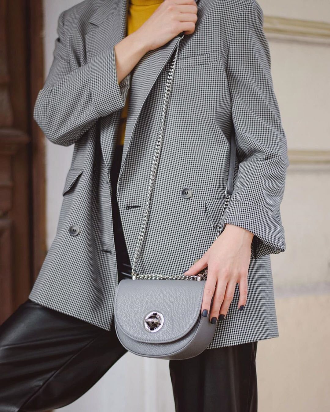 Leather Cross body Bag, Gray Leather Shoulder Bag, Women's Leather Crossbody Bag, Leather bag KF-3196 - Image 7