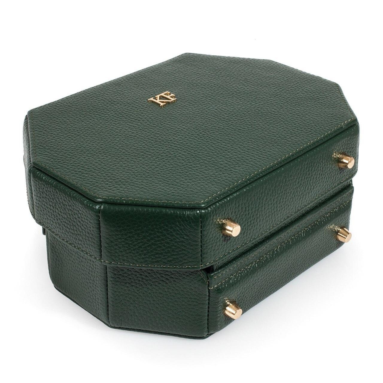 Leather Boxbag, Dark green Leather Box Bag, Women's Leather Boxbag, Leather bag KF-3202 - Image 6