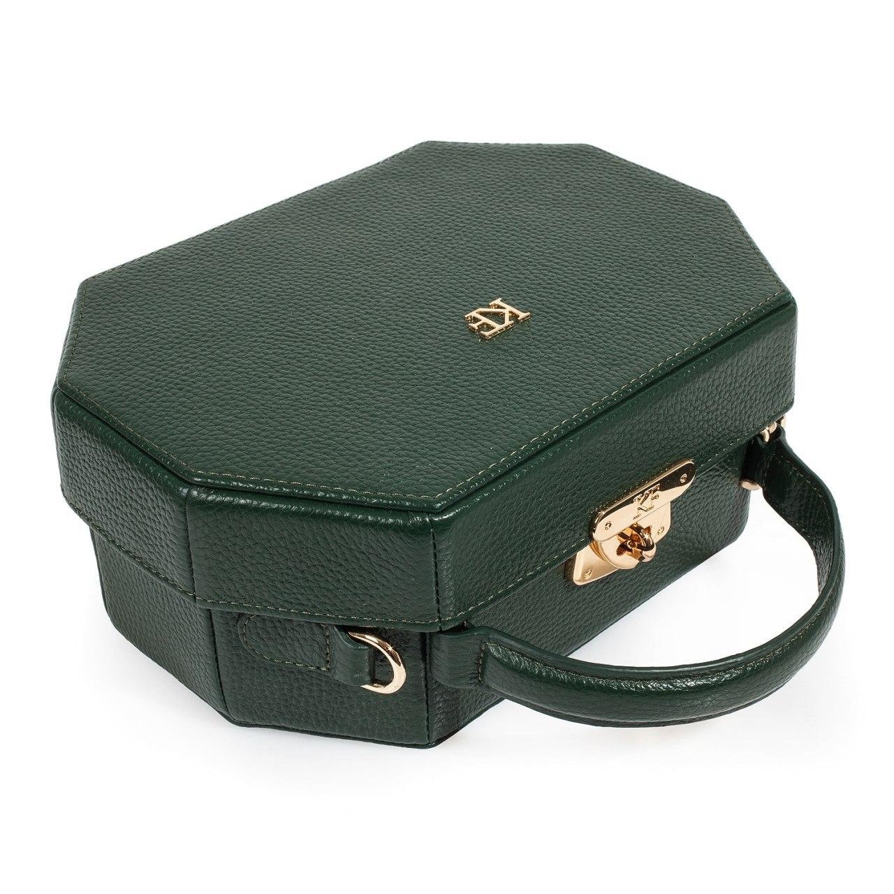 Leather Boxbag, Dark green Leather Box Bag, Women's Leather Boxbag, Leather bag KF-3202 - Image 5