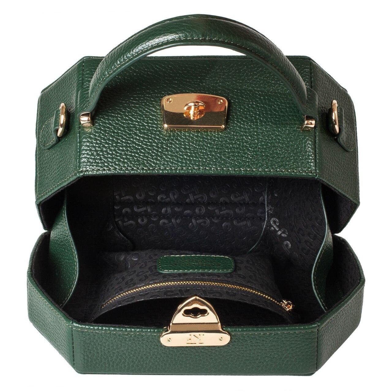 Leather Boxbag, Dark green Leather Box Bag, Women's Leather Boxbag, Leather bag KF-3202 - Image 4