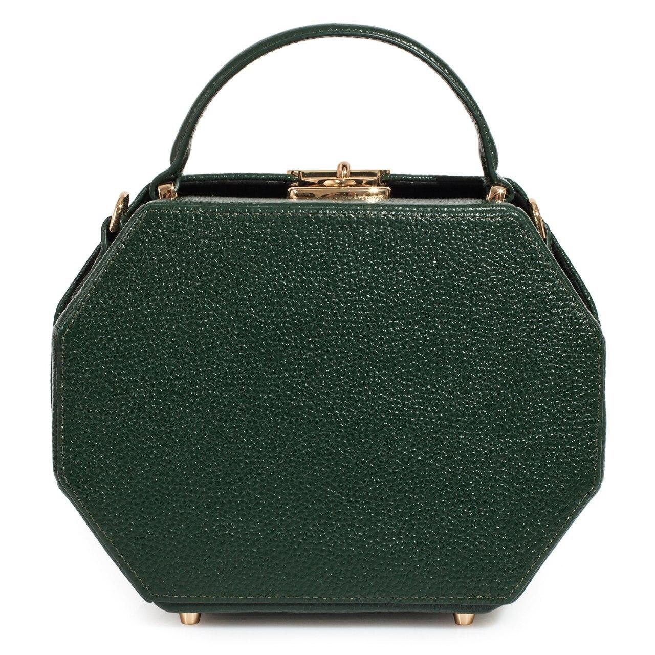 Leather Boxbag, Dark green Leather Box Bag, Women's Leather Boxbag, Leather bag KF-3202 - Image 3