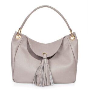 Leather Hobo Bag, Gray Beige Leather Hobo Bag, Women's Leather Hobo Purse KF-3003