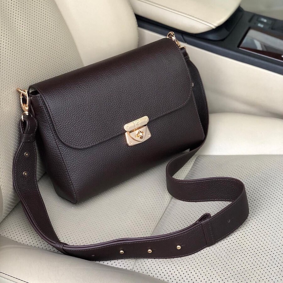 Leather Crossbody Bag, Dark brown Leather Shoulder Bag, Women's Leather Cross body Bag, Leather bag KF-3376 - Image 6
