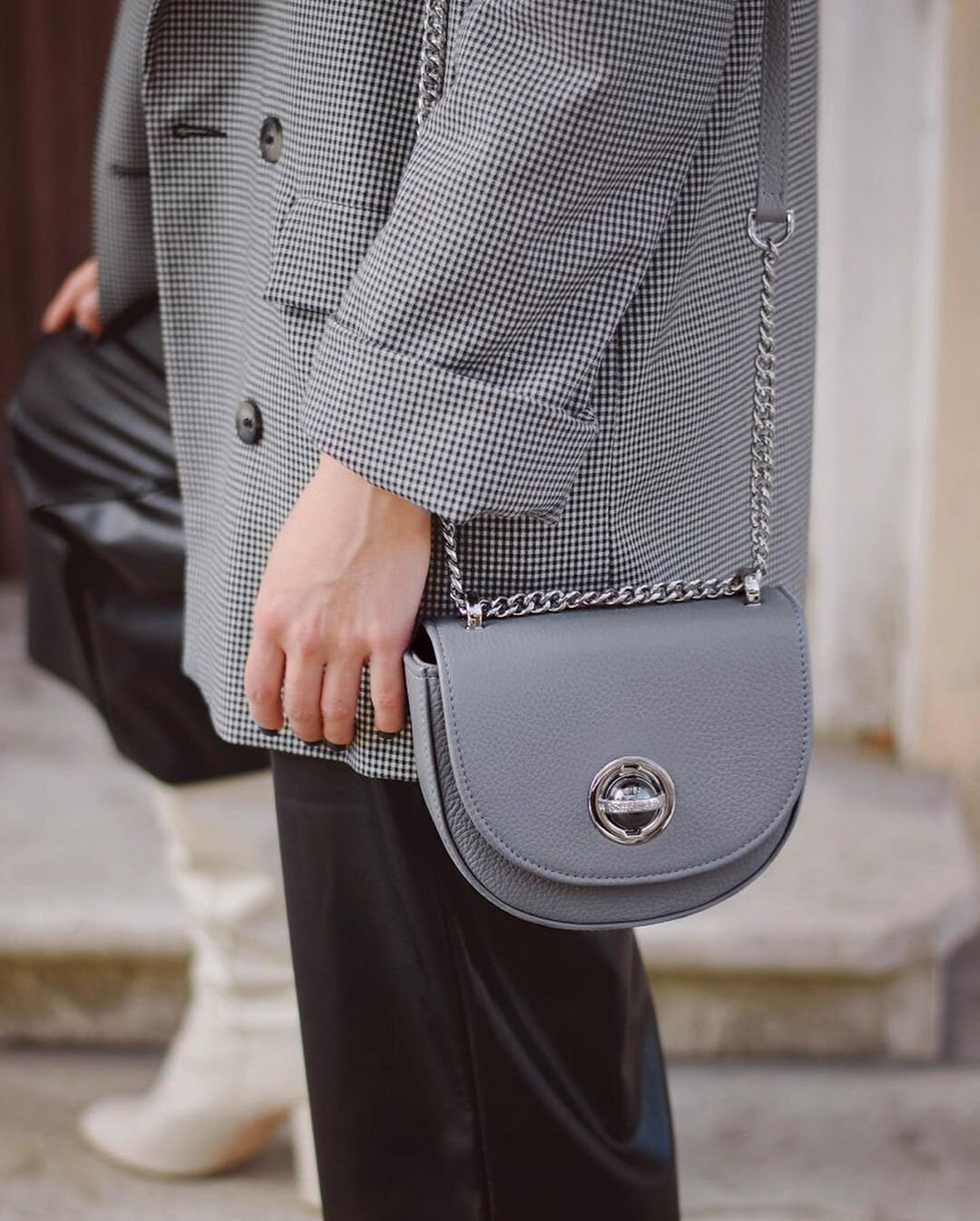 Leather Cross body Bag, Gray Leather Shoulder Bag, Women's Leather Crossbody Bag, Leather bag KF-3196 - Image 8