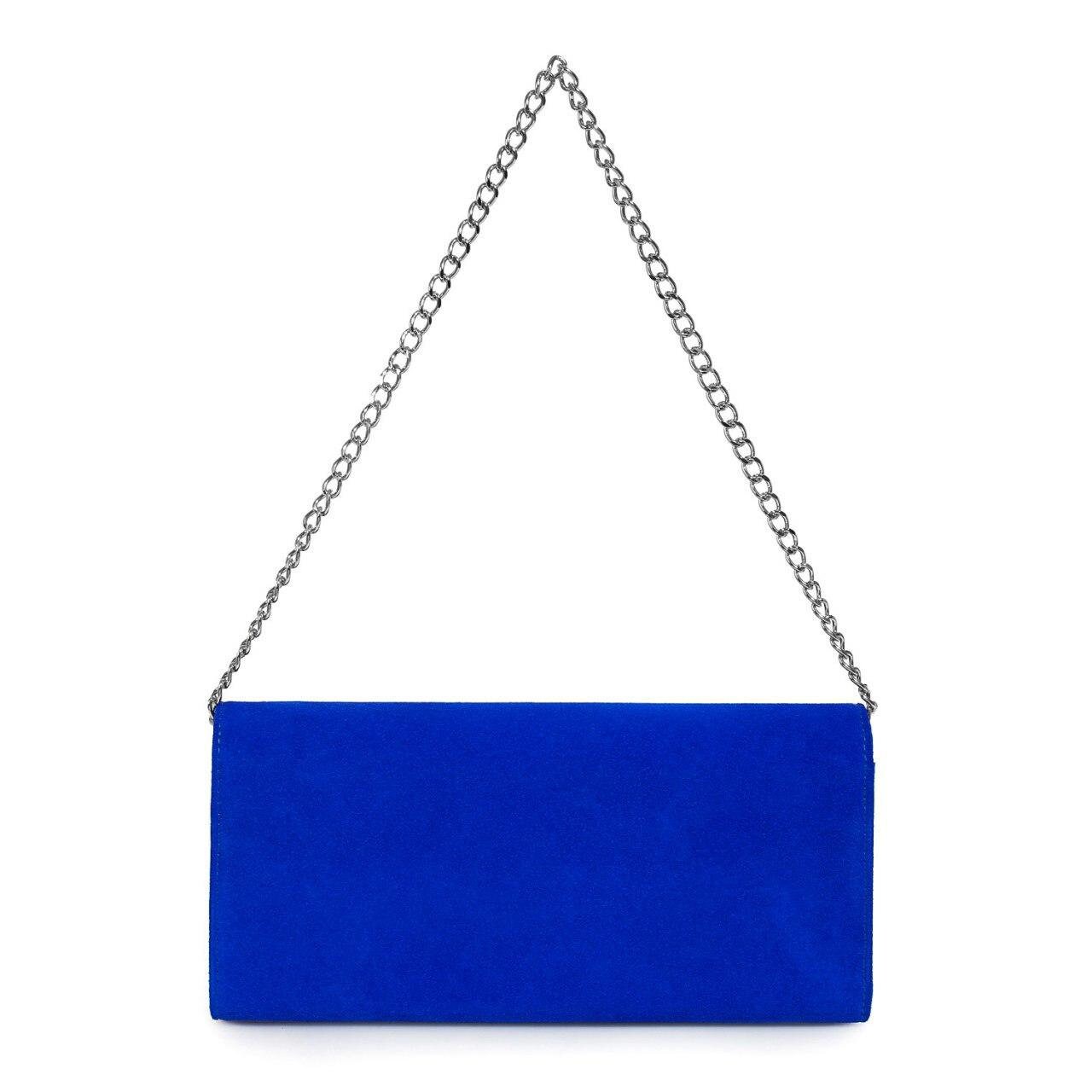 Leather Clutch, Suede Leather Clutch Bag Purse, Blue Leather Clutch KF-3215 - Image 3