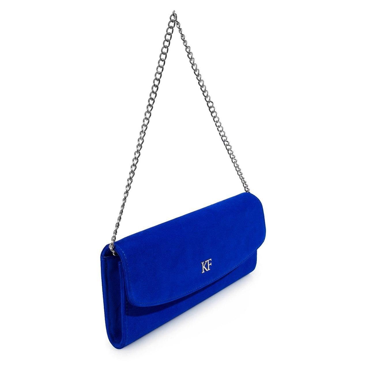 Leather Clutch, Suede Leather Clutch Bag Purse, Blue Leather Clutch KF-3215 - Image 2