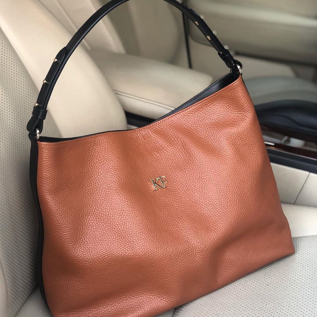 Leather Hobo Bag, Ginger Leather Hobo Bag, Women's Leather Hobo Purse KF-3293 - Image 6