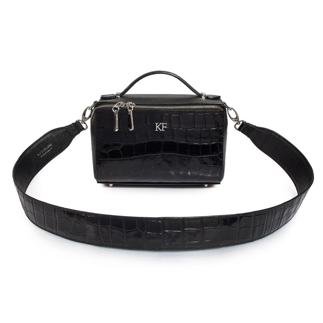 Leather Cross body Bag, Black Leather Shoulder Bag, Women's Leather Crossbody Bag, Leather bag KF-3289 - Image 2