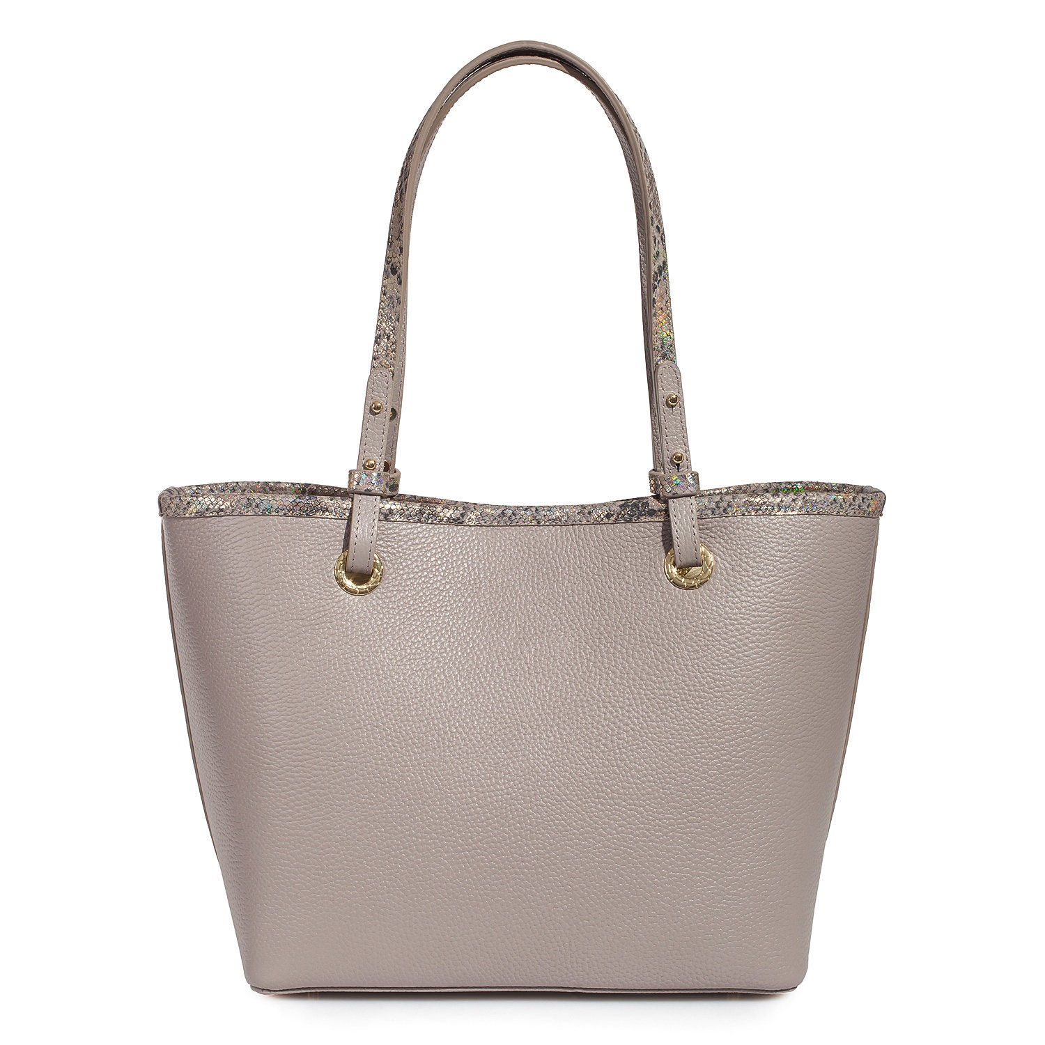 Leather Tote Bag, Gray Beige (light taupe) Leather Tote Bag, Women's Leather Tote Bag KF-3468 - Image 3