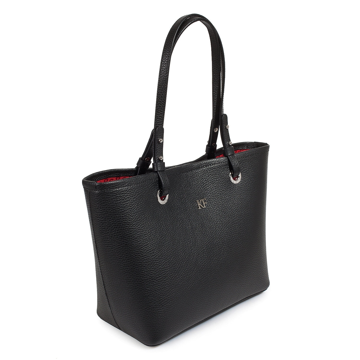 Leather Tote Bag, Black Leather Tote Bag, Women's Leather Tote Bag KF-3466 - Image 2