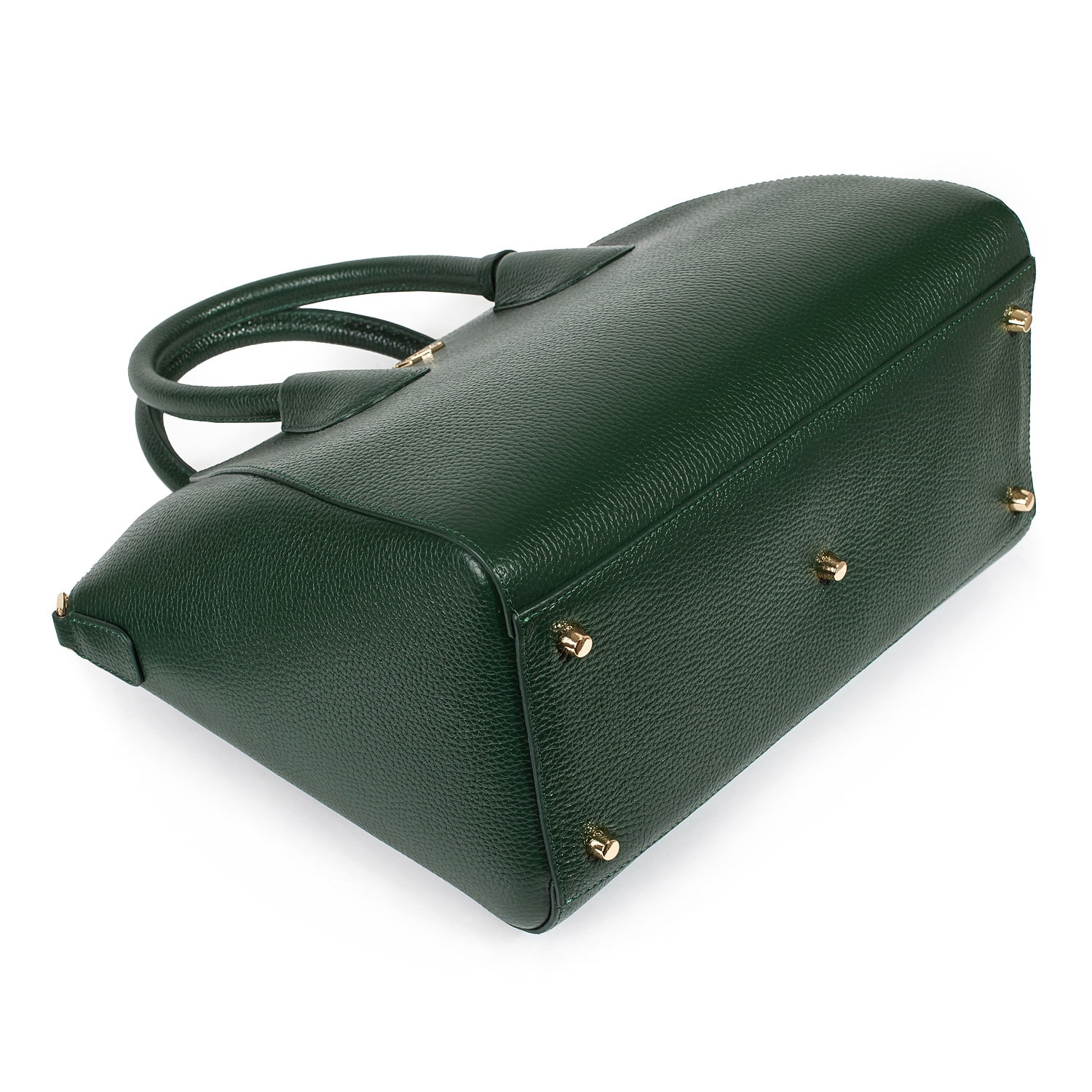 Leather Top Handle Bag, Dark green Leather Handbag Top Handle, Women's Leather Bag KF-2774 - Image 5
