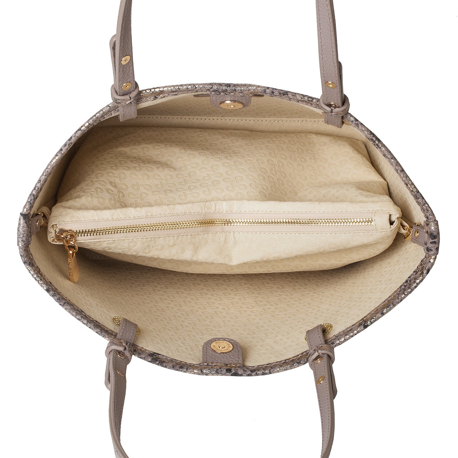 Leather Tote Bag, Gray Beige (light taupe) Leather Tote Bag, Women's Leather Tote Bag KF-3468 - Image 4