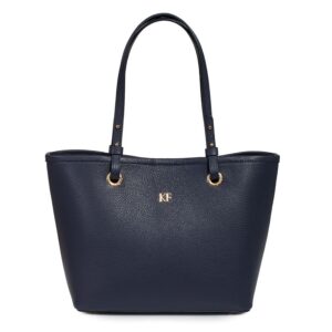 Leather Tote Bag, Blue Leather Tote Bag, Women's Leather Tote Bag KF-3465