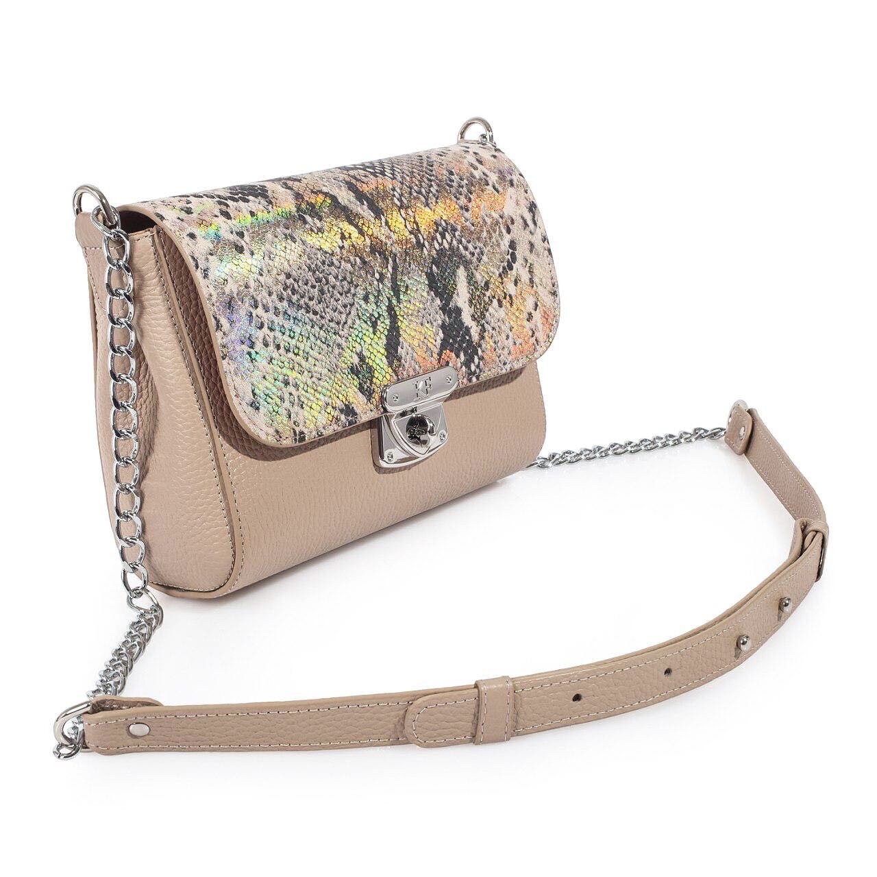 Leather Cross body Bag, Beige Leather Shoulder Bag, Women's Leather Crossbody Bag, Leather bag KF-2778 - Image 2
