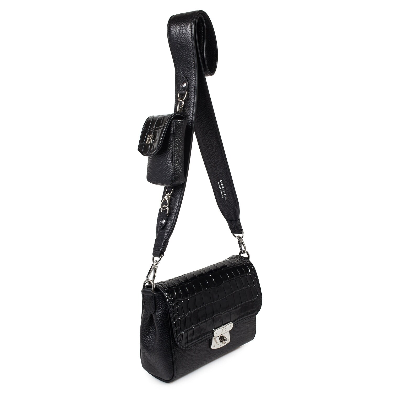 Leather Cross body Bag, Black Leather Shoulder Bag, Women's Leather Crossbody Bag, Leather bag KF-3587 - Image 3