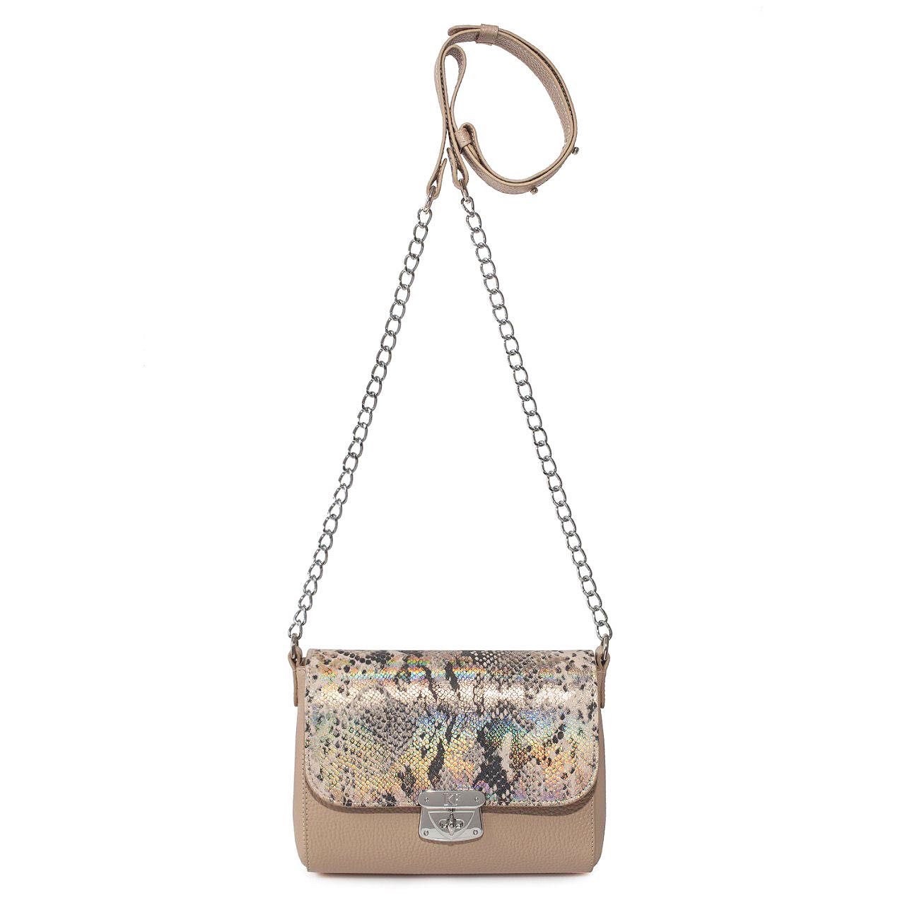 Leather Cross body Bag, Beige Leather Shoulder Bag, Women's Leather Crossbody Bag, Leather bag KF-2778 - Image 3