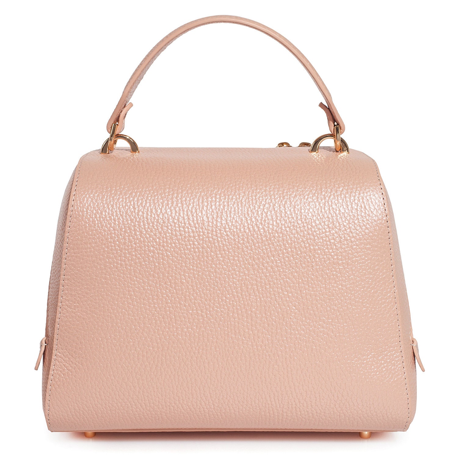 Leather Top Handle Bag, Beige pearl Leather Handbag Top Handle, Women's Leather Bag KF-3656 - Image 4