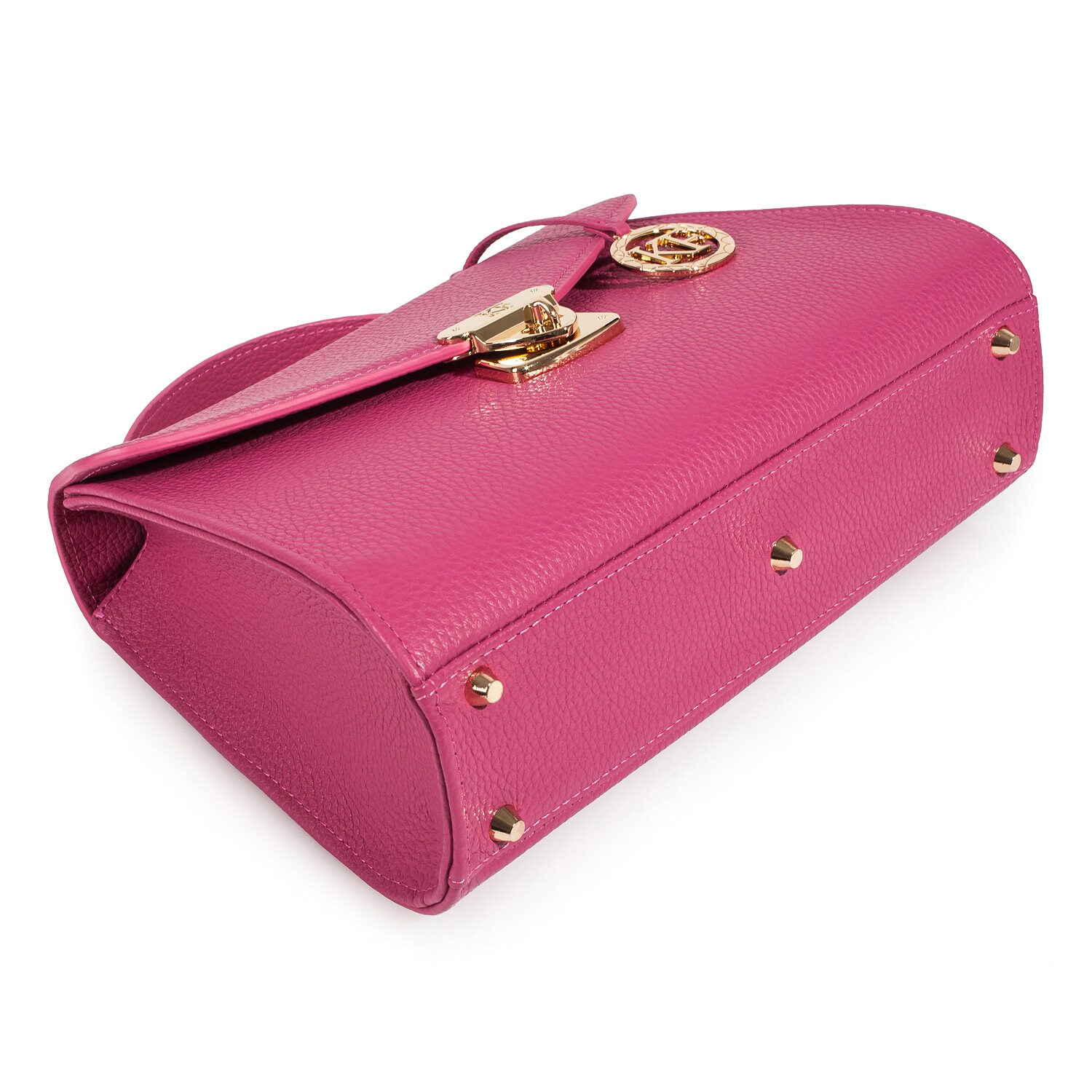 Leather Top Handle Bag, Fuchsia Leather Handbag Top Handle, Women's Leather Bag KF-2818 - Image 6