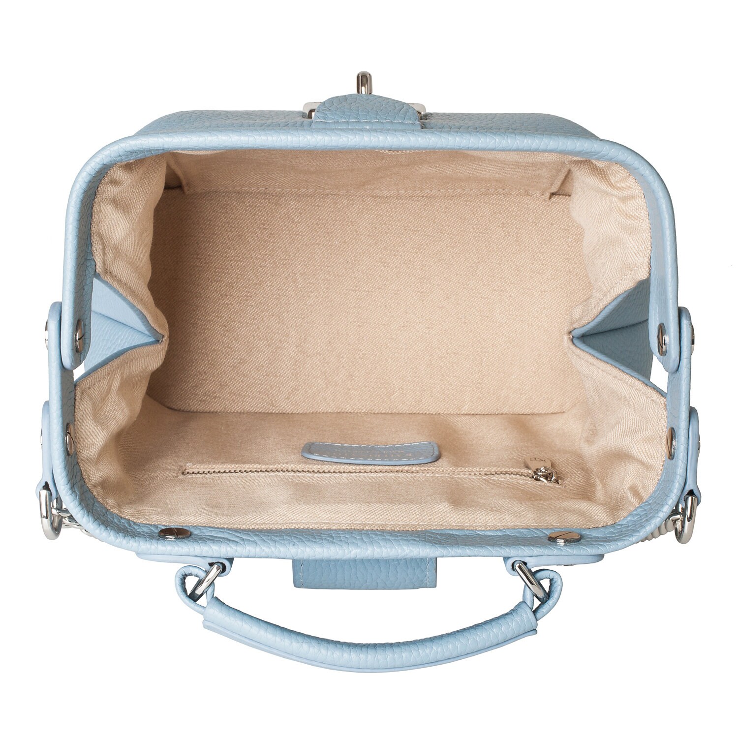 Leather doctor bag for women, Light Blue Leather Shoulder Bag, Women's Leather doctor bag, Leather bag KF-2303 - Image 6