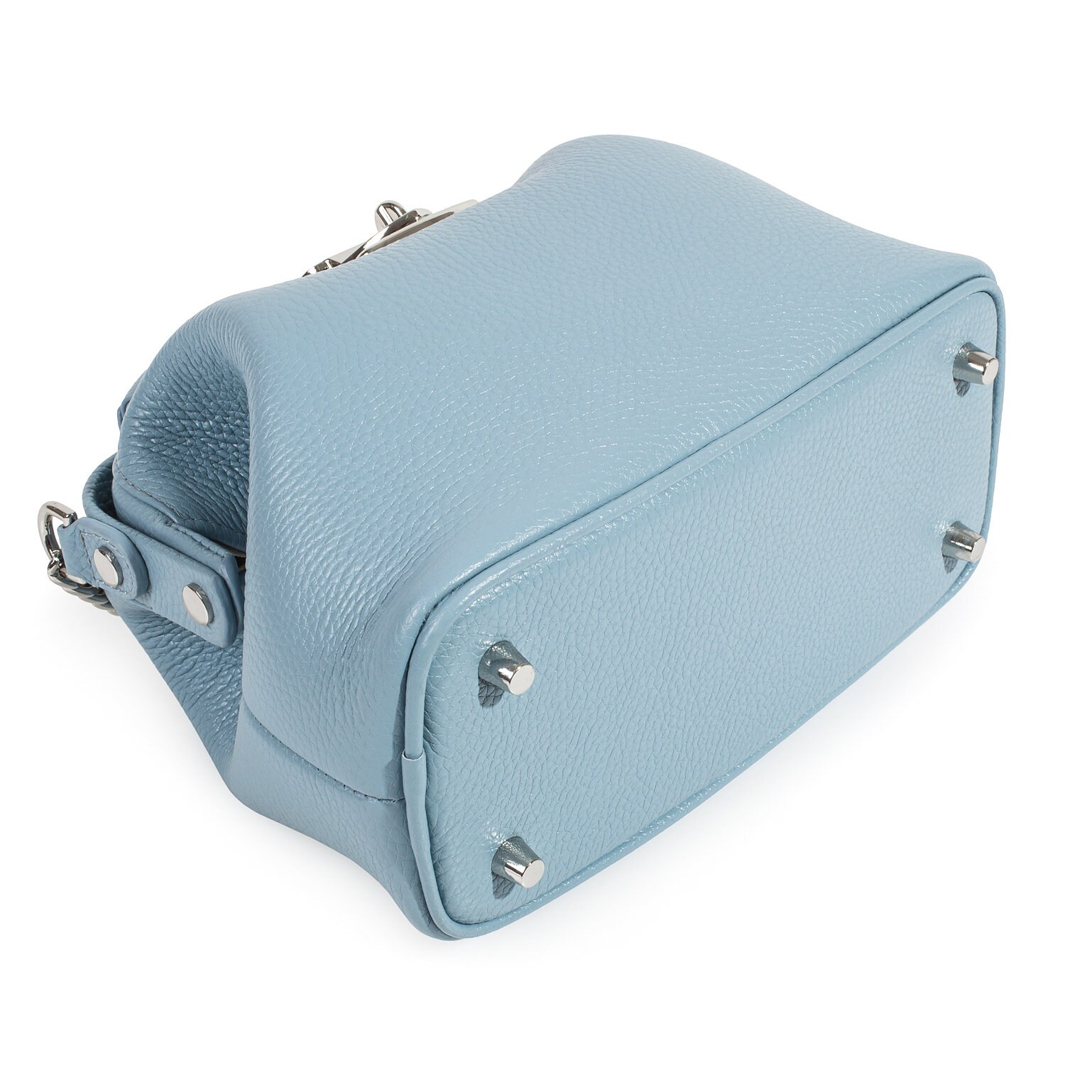 Leather doctor bag for women, Light Blue Leather Shoulder Bag, Women's Leather doctor bag, Leather bag KF-2303 - Image 7