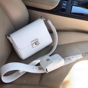 Leather Crossbody Bag, White Leather Shoulder Bag, Women's Leather Cross body Bag, Leather bag KF-3689