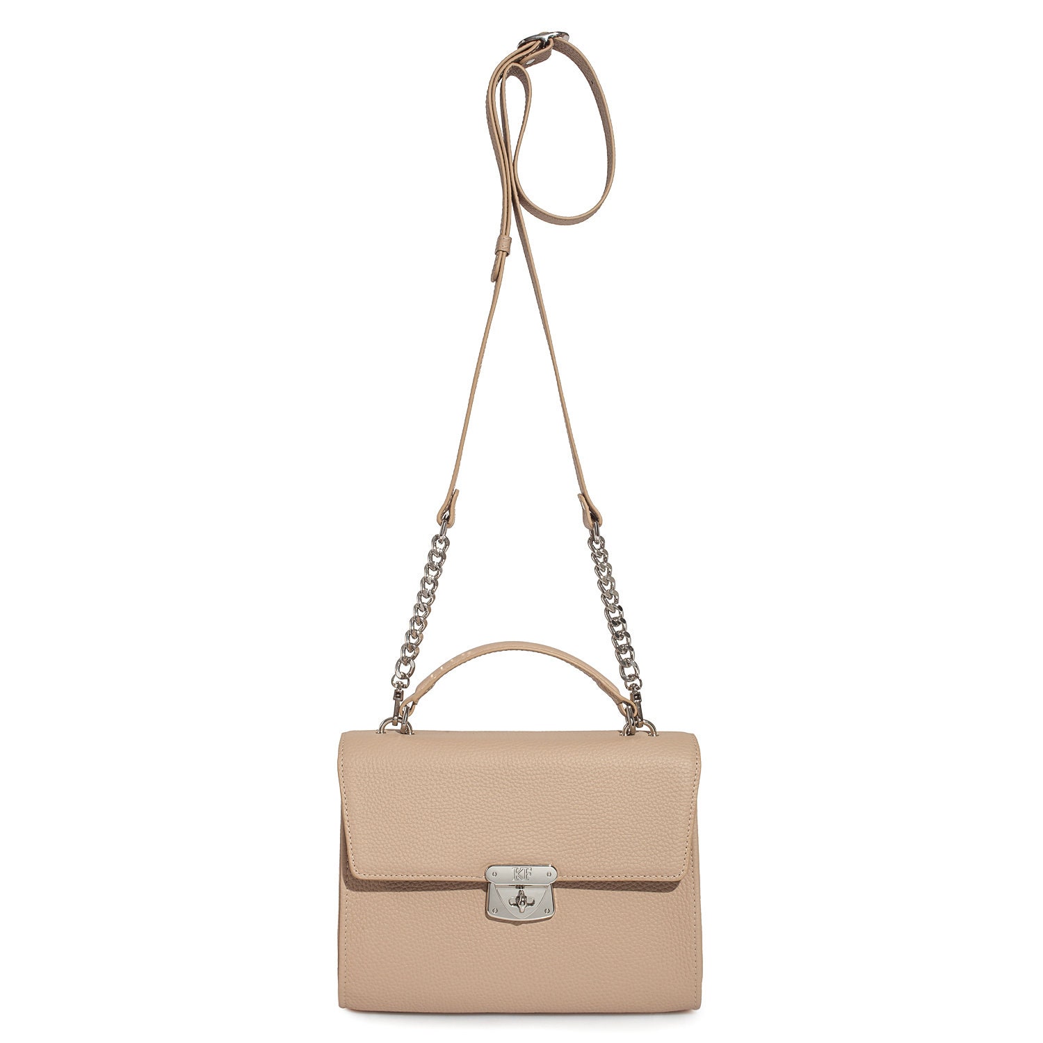 Leather Cross body Bag, Beige Leather Shoulder Bag, Women's Leather Crossbody Bag, Leather bag KF-3691 - Image 2