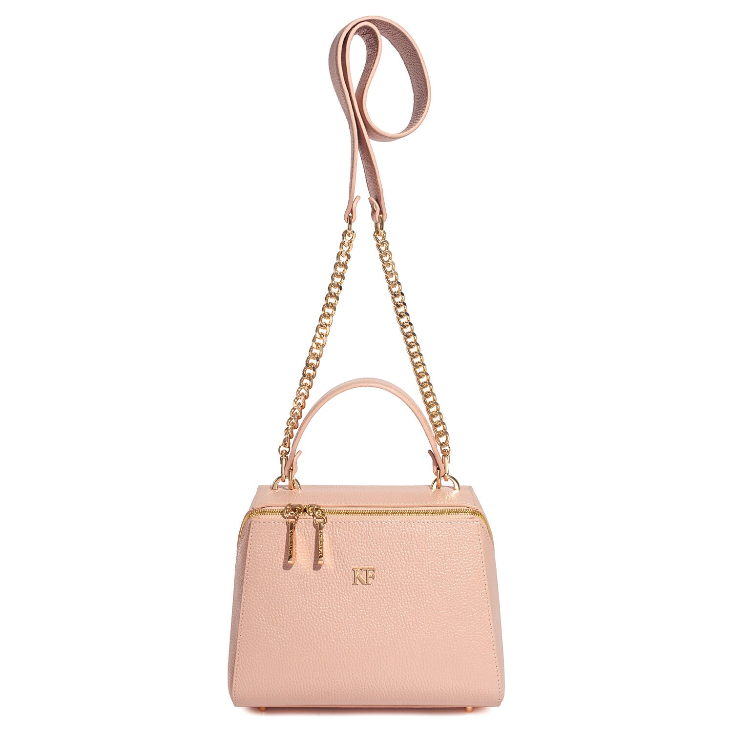 Leather Top Handle Bag, Beige pearl Leather Handbag Top Handle, Women's Leather Bag KF-3656 - Image 3