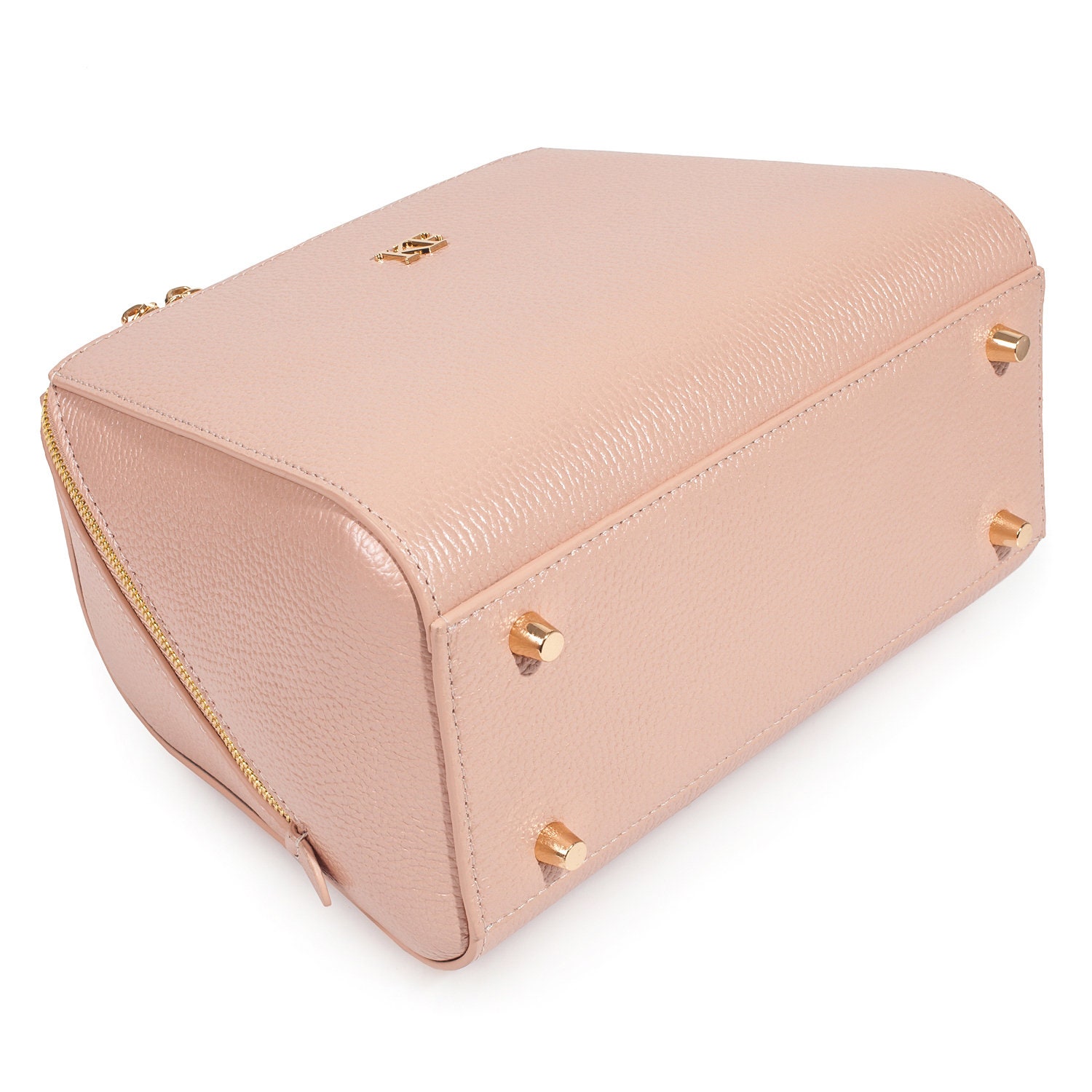 Leather Top Handle Bag, Beige pearl Leather Handbag Top Handle, Women's Leather Bag KF-3656 - Image 6