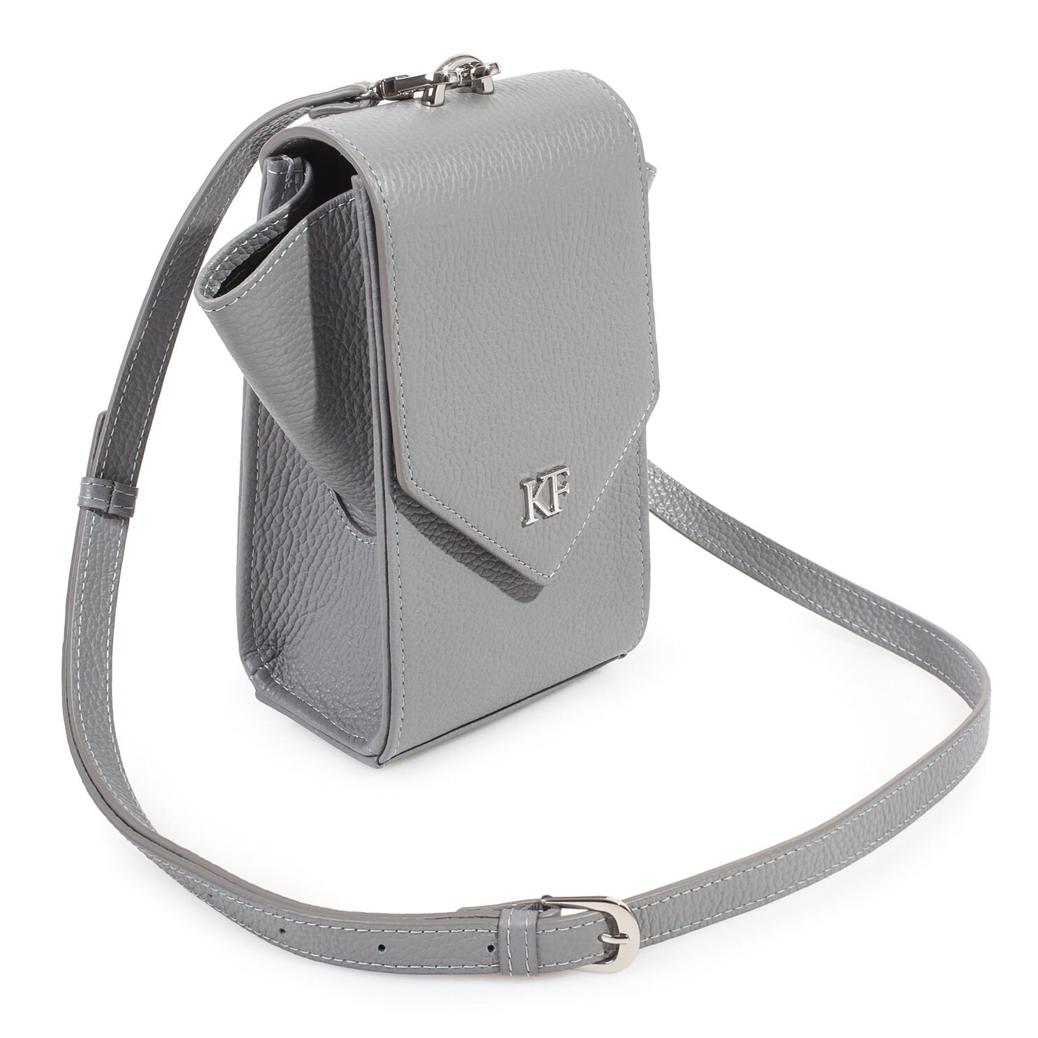 Leather Cross body Bag, Dark gray Leather Shoulder Bag, Women's Leather Crossbody Bag, Leather bag KF-3645 - Image 2