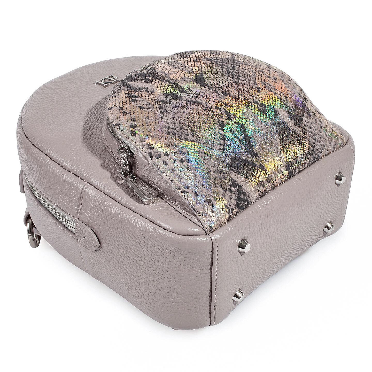 Leather Backpack, Leather Backpack Women, Gray beige Leather Backpack KF-3662 - Image 5
