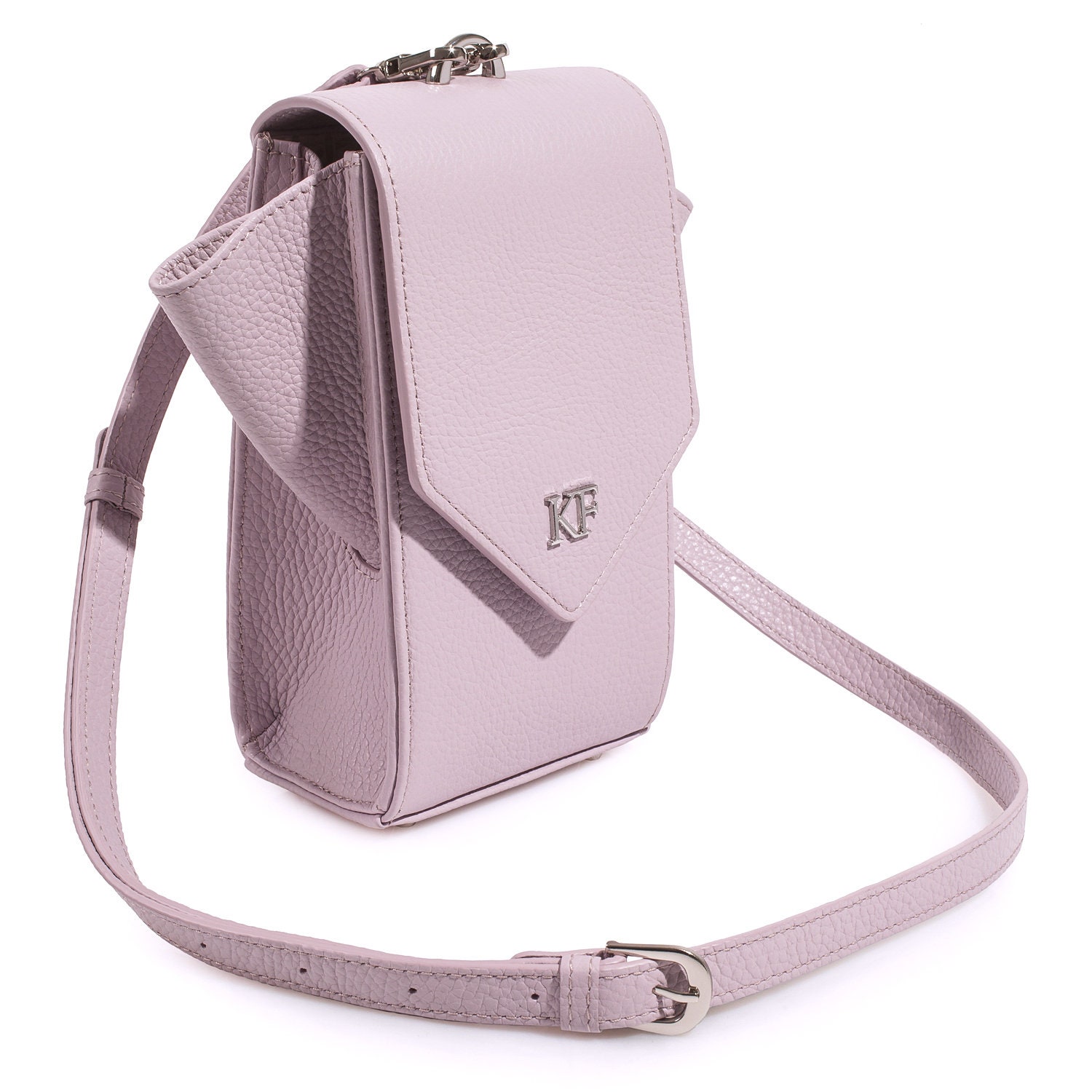 Leather Cross body Bag, Light purple Leather Shoulder Bag, Women's Leather Crossbody Bag, Leather bag KF-3671 - Image 2