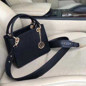 Leather Top Handle Bag, Black Leather Handbag Top Handle, Women's Leather Bag KF-3742