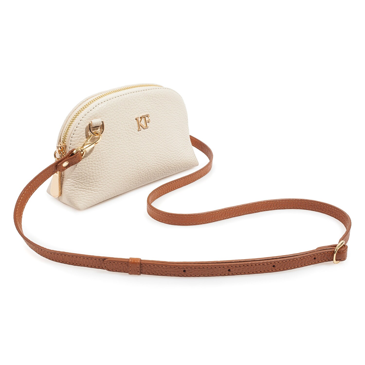 Leather Cross body Bag, Beige Leather Shoulder Bag, Women's Leather Crossbody Bag, Leather bag KF-3751 - Image 2
