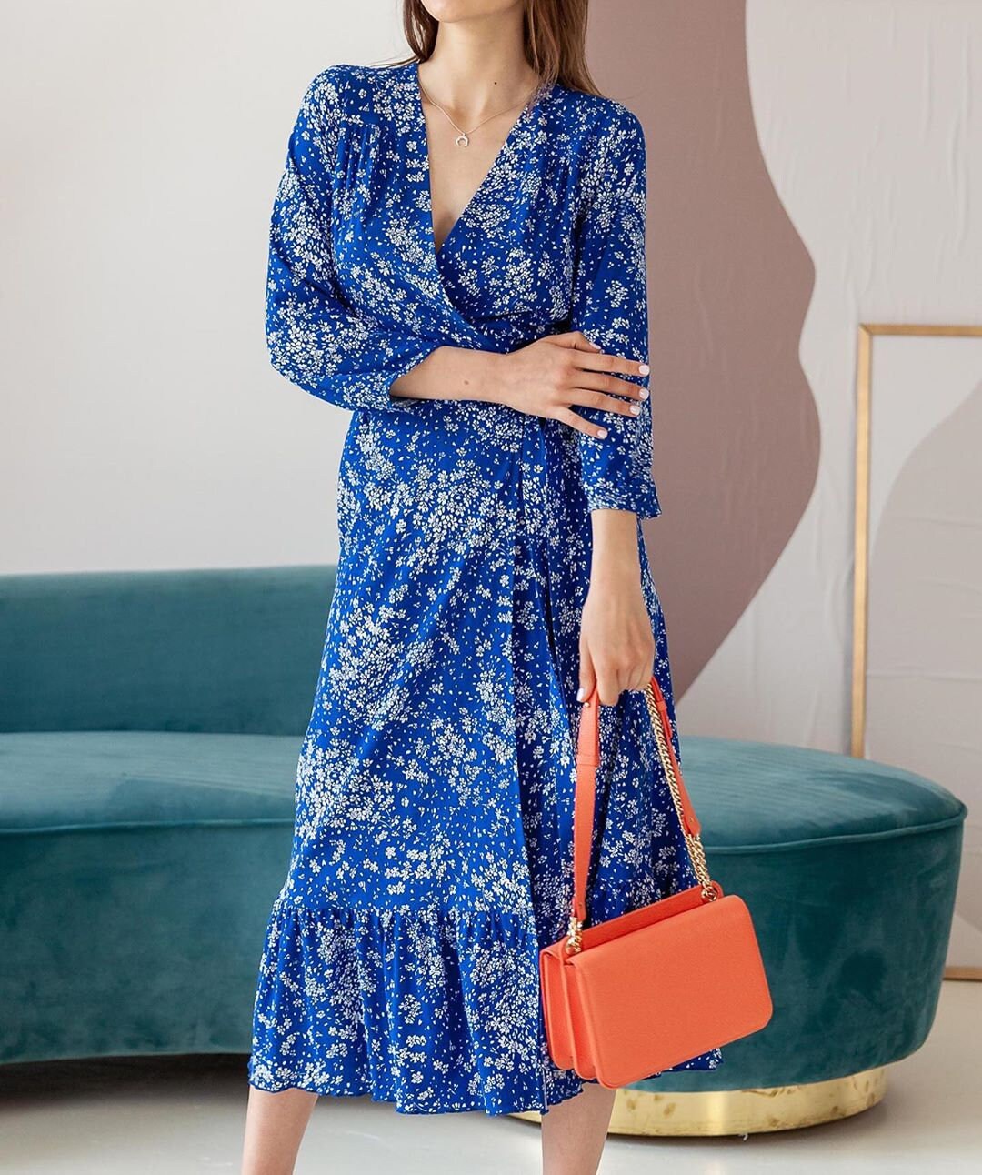 Leather Bag on a chain, Coral Leather Bag, Women's Leather Bag KF-3542 - Image 9