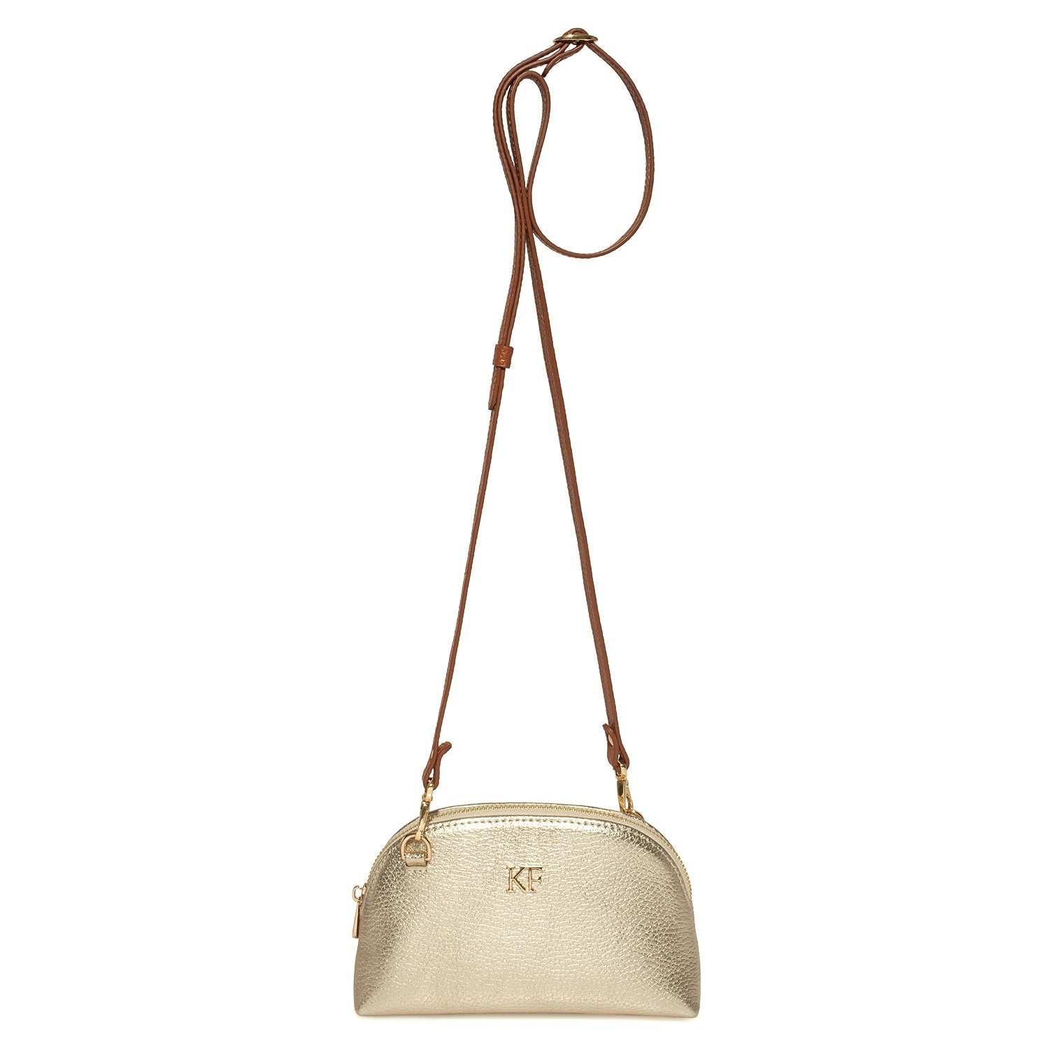 Leather Cross body Bag, Gold Leather Shoulder Bag, Women's Leather Crossbody Bag, Leather bag KF-3785 - Image 3