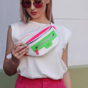 Leather women's Banana bag, White Leather Banana bag, Women's Bananka bag, Leather belt Bananka bag KF-3550
