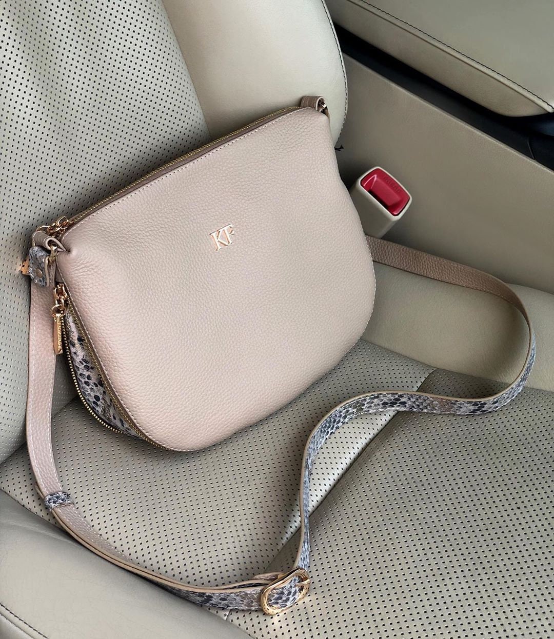 Leather Cross body Bag, Beige Leather Shoulder Bag, Women's Leather Crossbody Bag, Leather bag KF-3746
