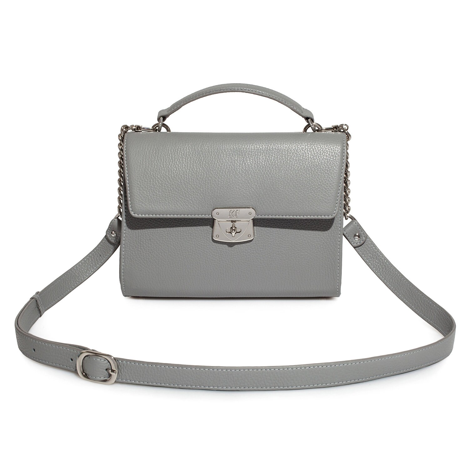 Leather Cross body Bag, Gray Leather Shoulder Bag, Women's Leather Crossbody Bag, Leather bag KF-3514 - Image 2