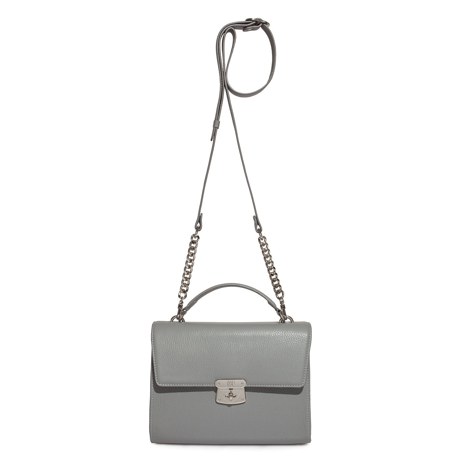 Leather Cross body Bag, Gray Leather Shoulder Bag, Women's Leather Crossbody Bag, Leather bag KF-3514 - Image 3