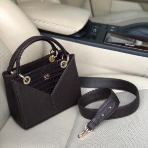 Leather Top Handle Bag, Dark brown Leather Handbag Top Handle, Women's Leather Bag KF-3828