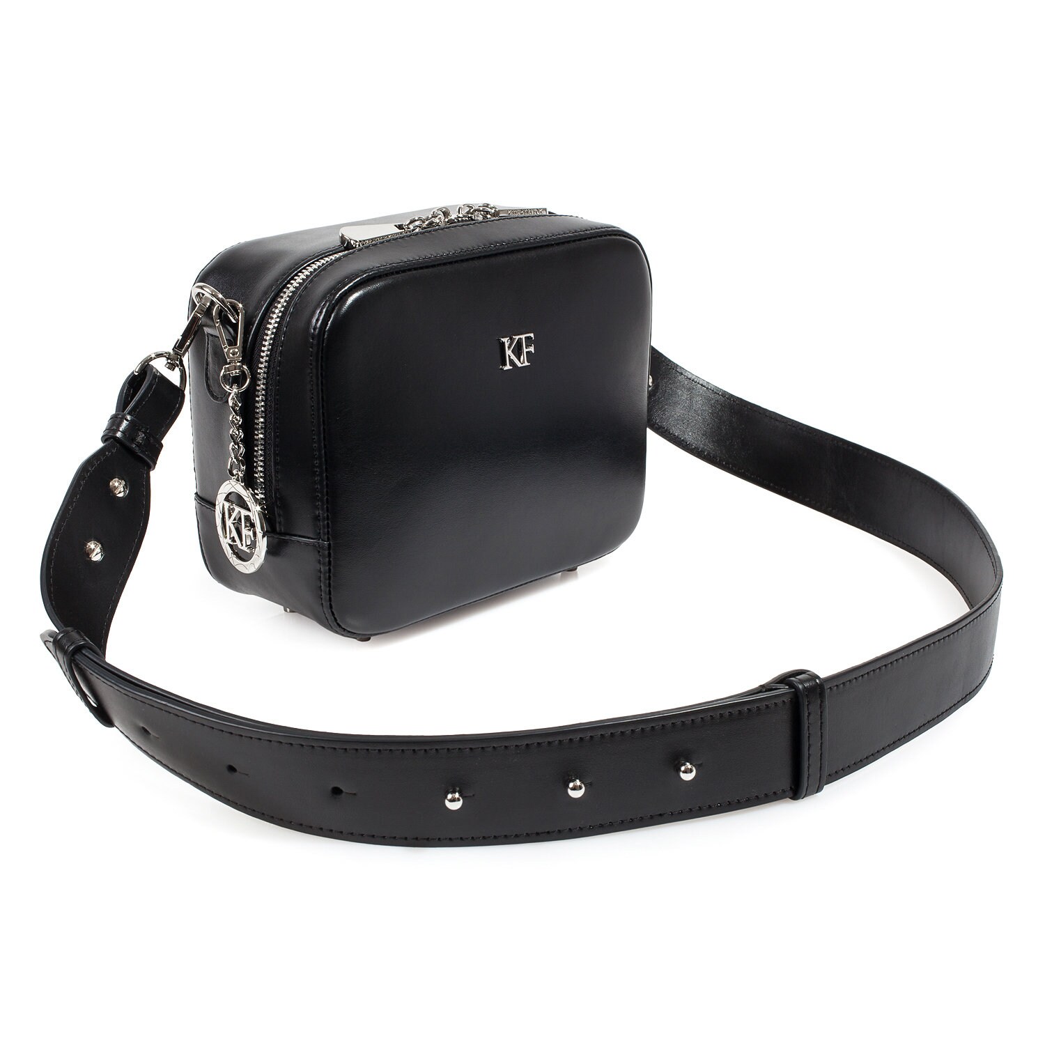 Leather Cross body Bag, Black Leather Shoulder Bag, Women's Leather Crossbody Bag, Leather bag KF-3847 - Image 2