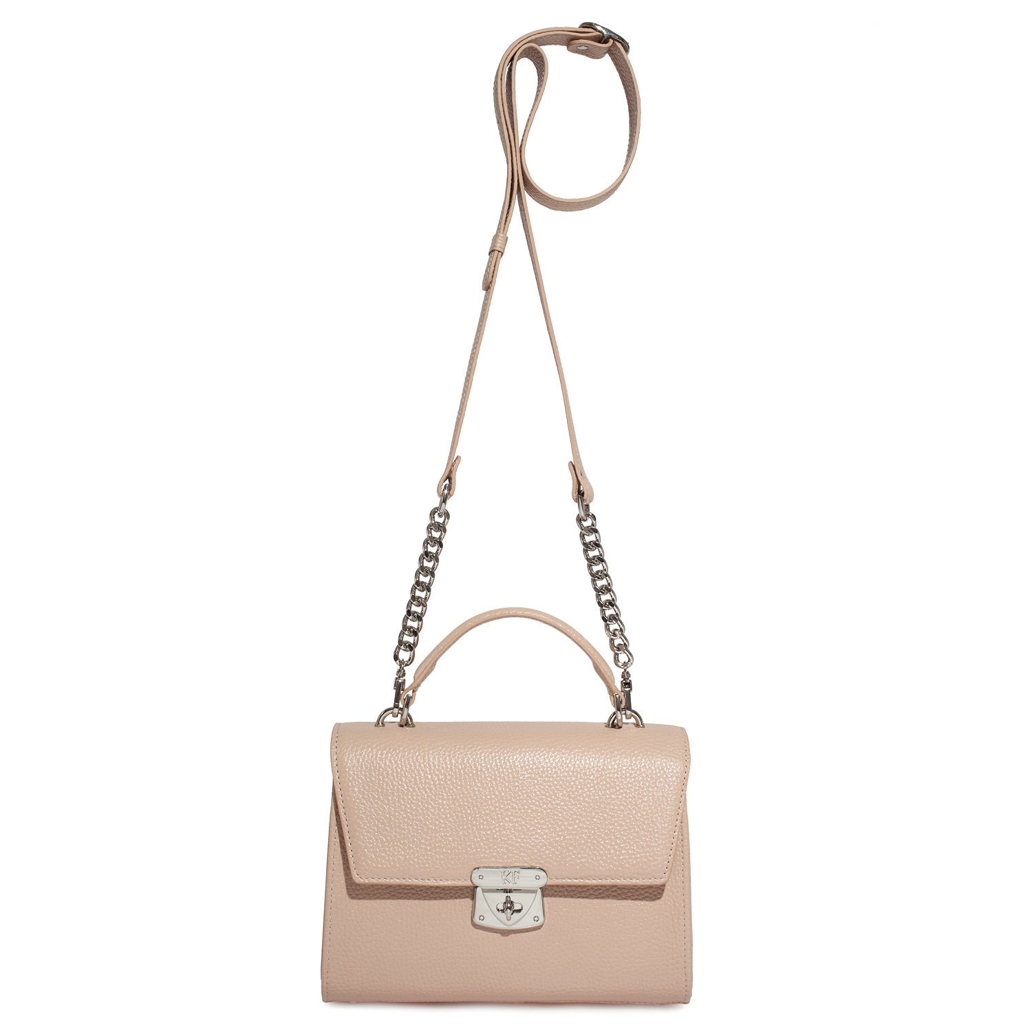 Leather Cross body Bag, Beige Leather Shoulder Bag, Women's Leather Crossbody Bag, Leather bag KF-3889 - Image 3